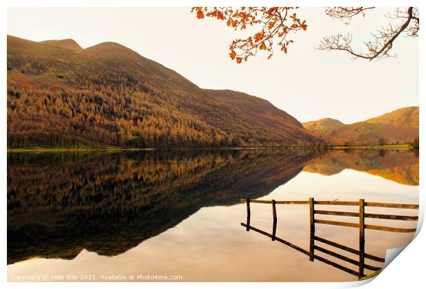 Warm reflections on the lake Print by Pelin Bay