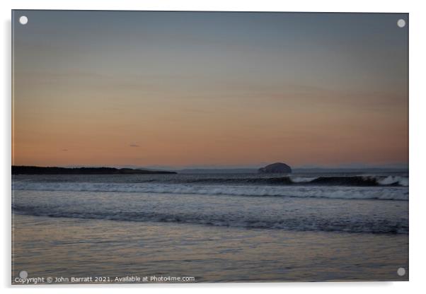Bass Rock Sunset Acrylic by John Barratt