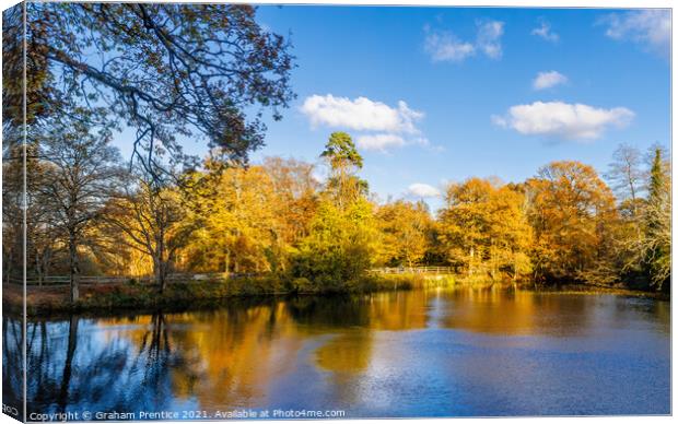 Lake in Autumn on a Sunny Day Canvas Print by Graham Prentice