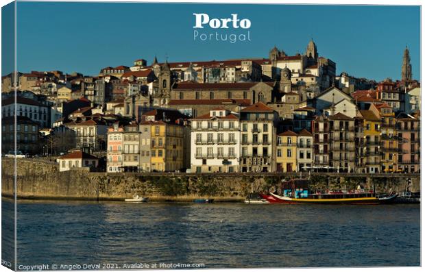 View of Porto and Douro River - Travel Art Canvas Print by Angelo DeVal
