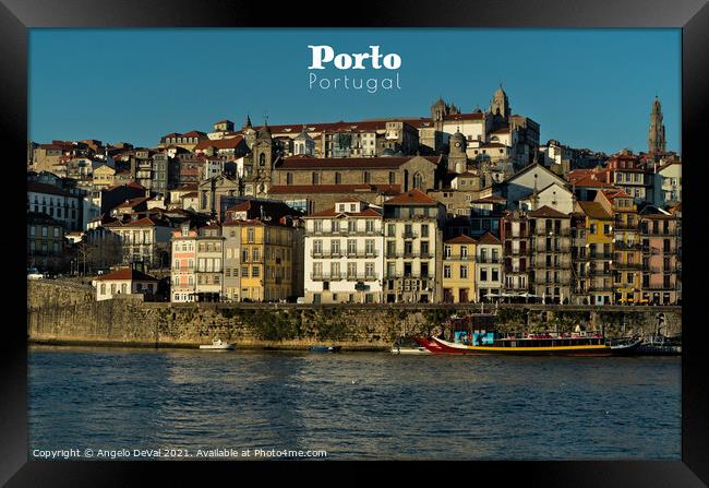View of Porto and Douro River - Travel Art Framed Print by Angelo DeVal