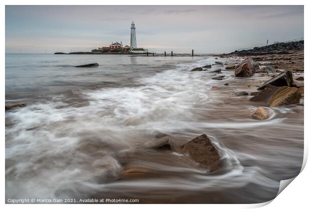 St Marys Lighthouse Print by Marcia Reay