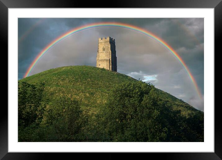 Glastonbury Tor Rainbow Framed Mounted Print by Alison Chambers