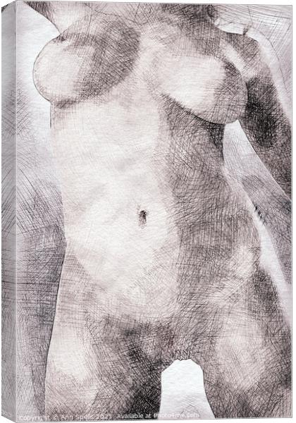 Naked woman dancing Canvas Print by Ann Spells
