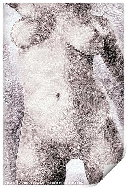 Naked woman dancing Print by Ann Spells
