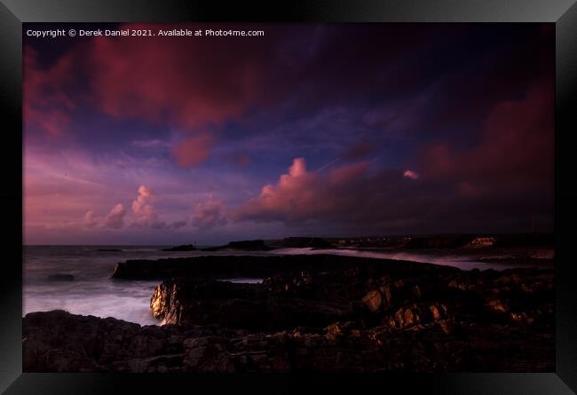 Tranquil Cornish Sunset Framed Print by Derek Daniel