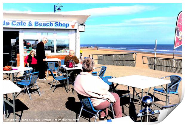 Seaside cafe and beach shop. Print by john hill