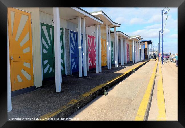 Sunshine beach huts, Mablethorpe. Framed Print by john hill