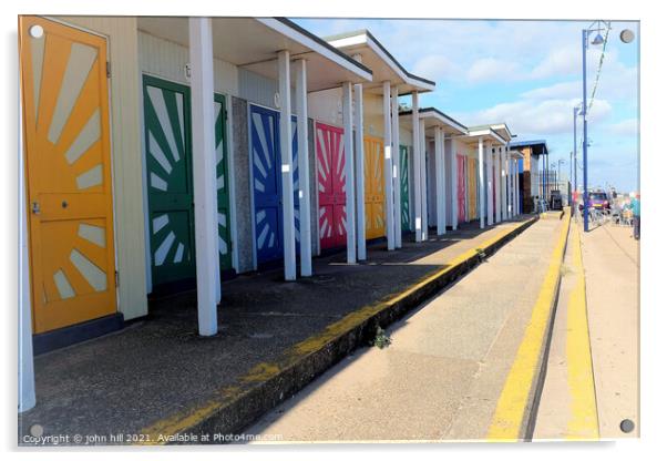 Sunshine beach huts, Mablethorpe. Acrylic by john hill