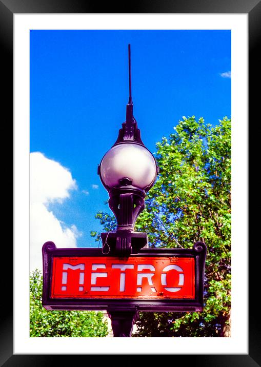 Iconic Metro sign in Paris Framed Mounted Print by Gerry Walden LRPS