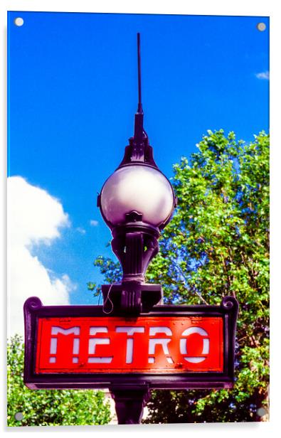 Iconic Metro sign in Paris Acrylic by Gerry Walden LRPS
