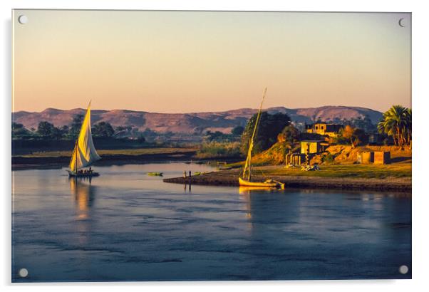 Early morning, River Nile, Egypt. Acrylic by Gerry Walden LRPS