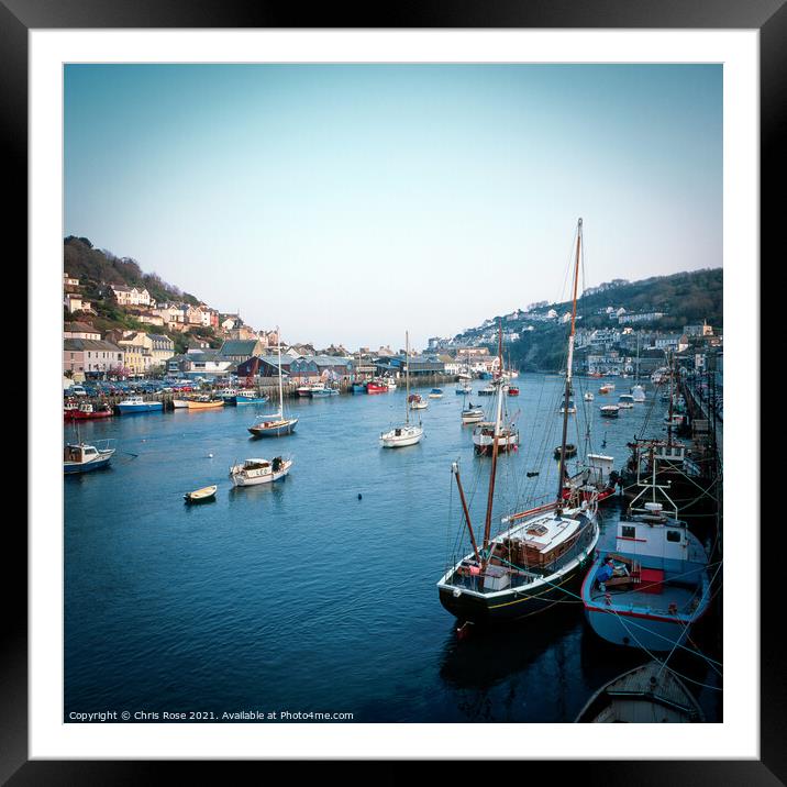 Looe, boats in the harbour Framed Mounted Print by Chris Rose