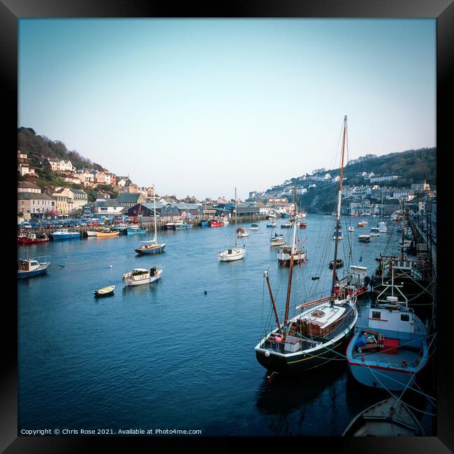 Looe, boats in the harbour Framed Print by Chris Rose