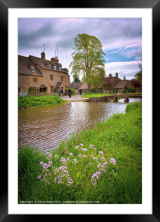 Lower Slaughter, idyllic riverside cottages Framed Mounted Print by Chris Rose