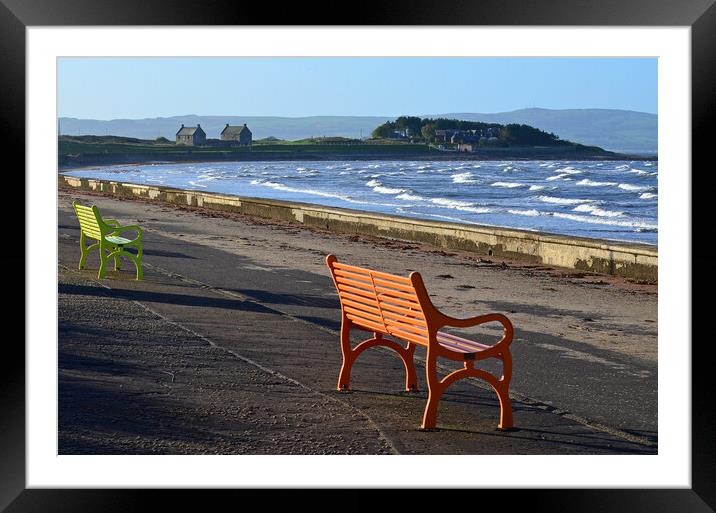 Prestwick prom benches Framed Mounted Print by Allan Durward Photography