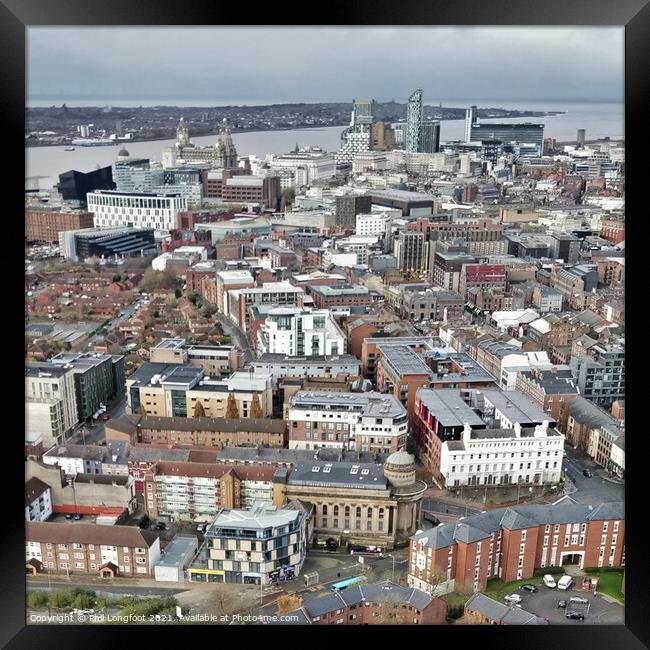 View of Liverpool City Centre and River Mersey from Liverpool Cathedral Framed Print by Phil Longfoot