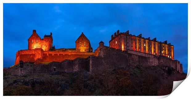 Edinburgh Castle at night  Print by Anthony McGeever