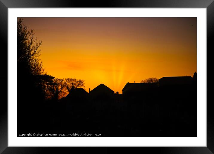 Sunset Silhouette Framed Mounted Print by Stephen Hamer