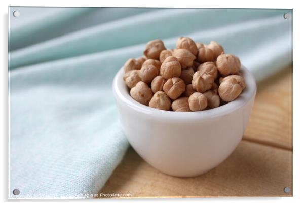 Chickpeas in a white bowl Acrylic by Imladris 