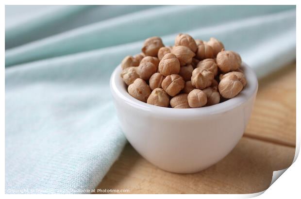 Chickpeas in a white bowl Print by Imladris 