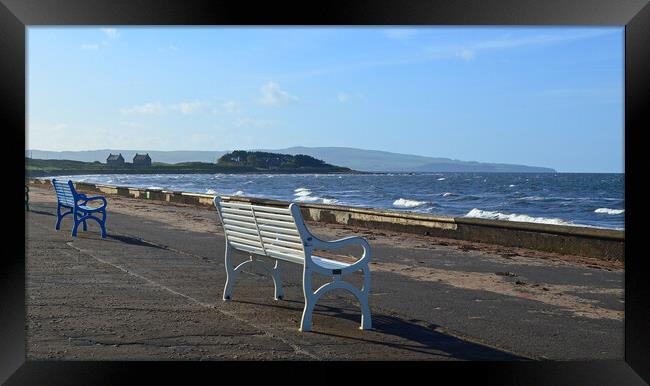 Prestwick shorefront benches Framed Print by Allan Durward Photography