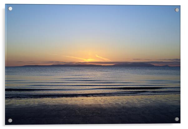 Prestwick view of Arran sunset Acrylic by Allan Durward Photography
