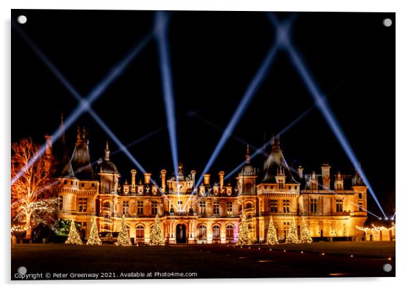 The Manor At Waddesdon Illuminated For Christmas With Winter Lights Acrylic by Peter Greenway