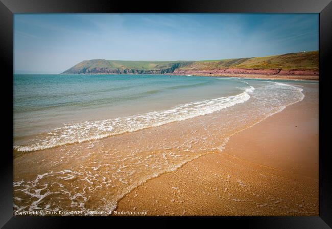 Manorbier beach Framed Print by Chris Rose