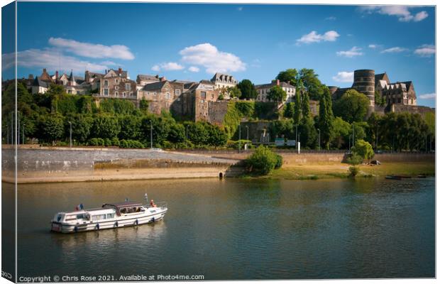 Angers, river and Chateau d'Angers Canvas Print by Chris Rose