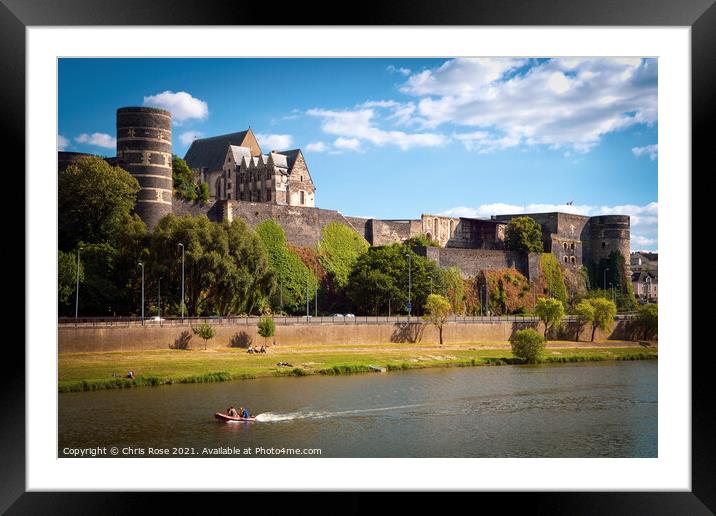 Angers, river and Chateau d'Angers Framed Mounted Print by Chris Rose