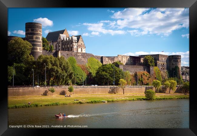 Angers, river and Chateau d'Angers Framed Print by Chris Rose