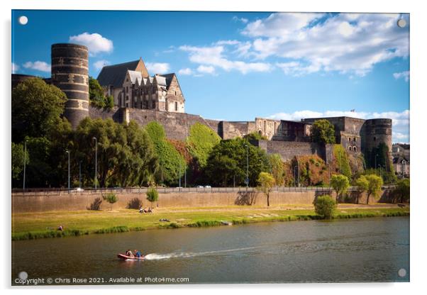 Angers, river and Chateau d'Angers Acrylic by Chris Rose
