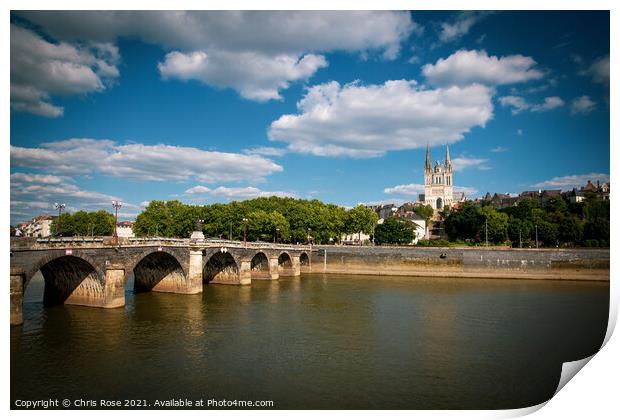 Angers, river and cathedral Print by Chris Rose