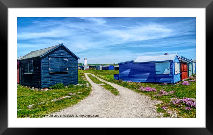 Portland Bill Huts And Lower Lighthouse Framed Mounted Print by Peter F Hunt