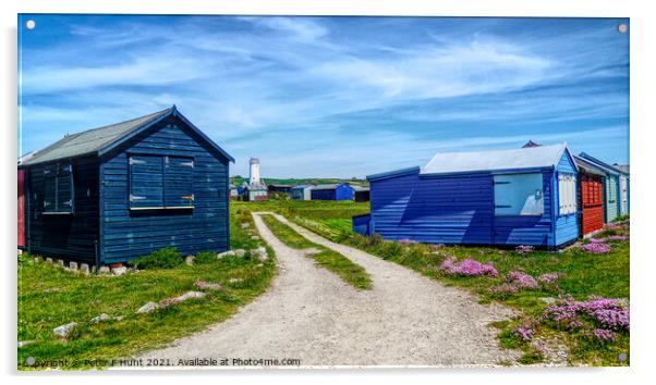 Portland Bill Huts And Lower Lighthouse Acrylic by Peter F Hunt