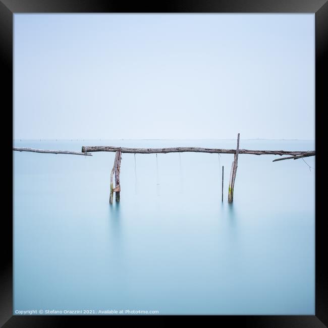 Fishing Poles minimal landscape. Long exposure. Framed Print by Stefano Orazzini