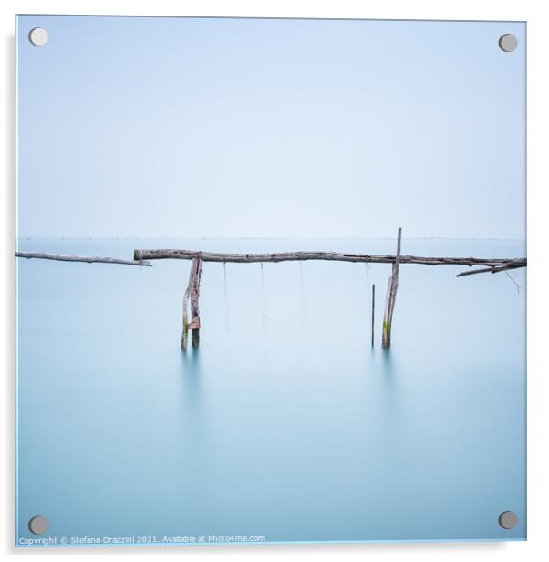Fishing Poles minimal landscape. Long exposure. Acrylic by Stefano Orazzini
