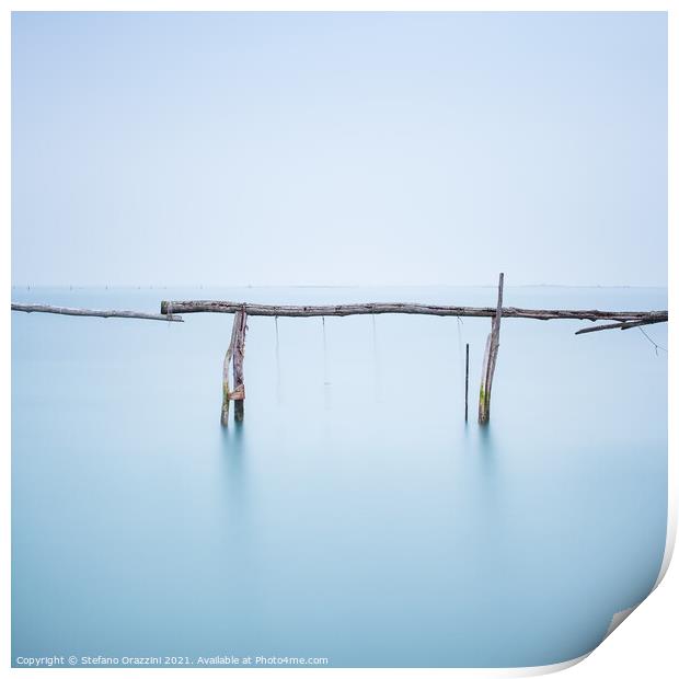 Fishing Poles minimal landscape. Long exposure. Print by Stefano Orazzini