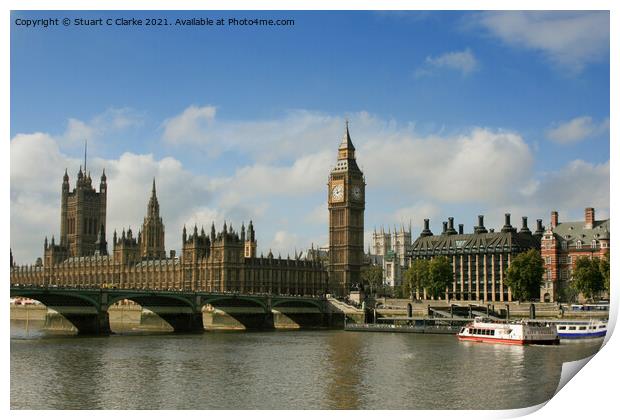 Palace of Westminster Print by Stuart C Clarke
