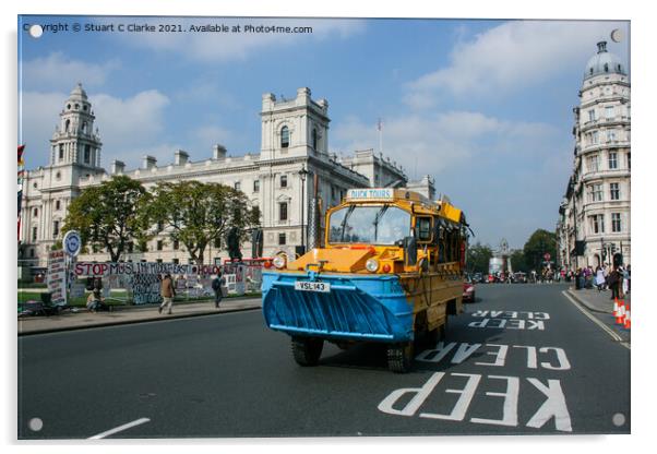 London Duck tour Acrylic by Stuart C Clarke