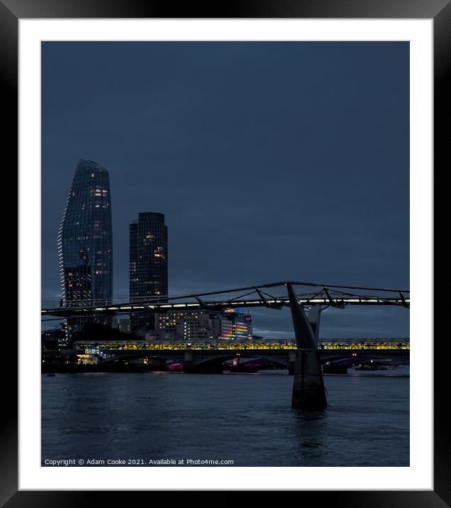 Millenium Bridge | London By Night | Pride Framed Mounted Print by Adam Cooke