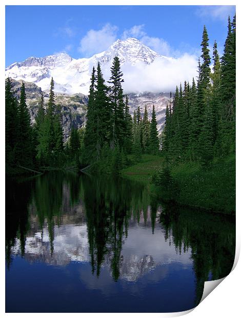 Mount Rainer Reflection Print by Jay Huckins