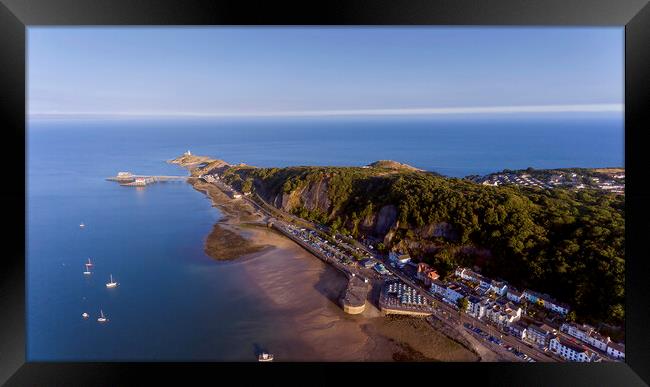 Mumbles headland by drone Framed Print by Leighton Collins