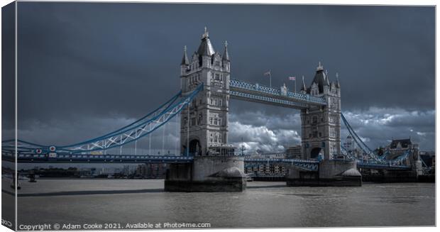 Tower Bridge | London | Overcast Canvas Print by Adam Cooke