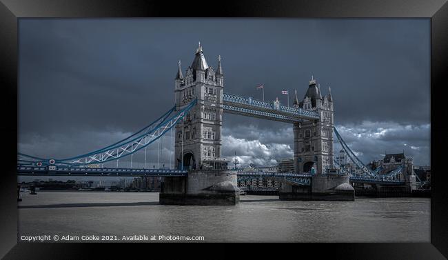 Tower Bridge | London | Overcast Framed Print by Adam Cooke