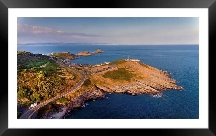 Mumbles lighthouse, Bracelet Bay and Limeslade Bay Framed Mounted Print by Leighton Collins