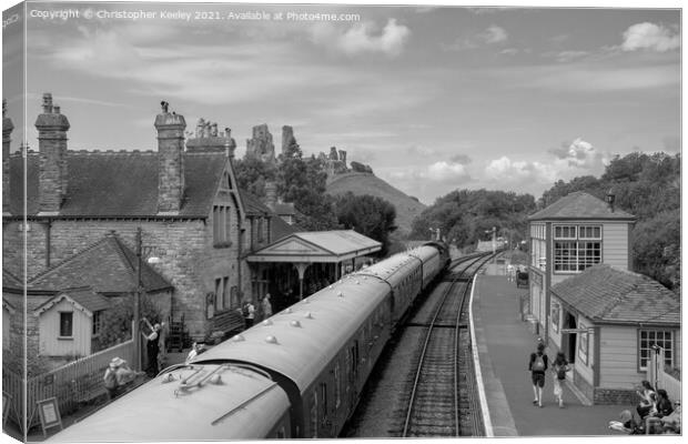 A train at Corfe Castle Canvas Print by Christopher Keeley