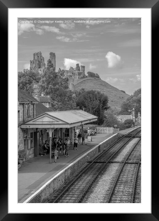 Corfe Castle railway station Framed Mounted Print by Christopher Keeley