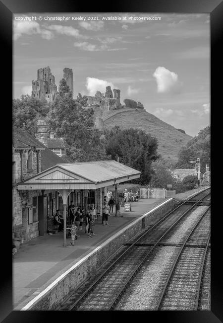 Corfe Castle railway station Framed Print by Christopher Keeley